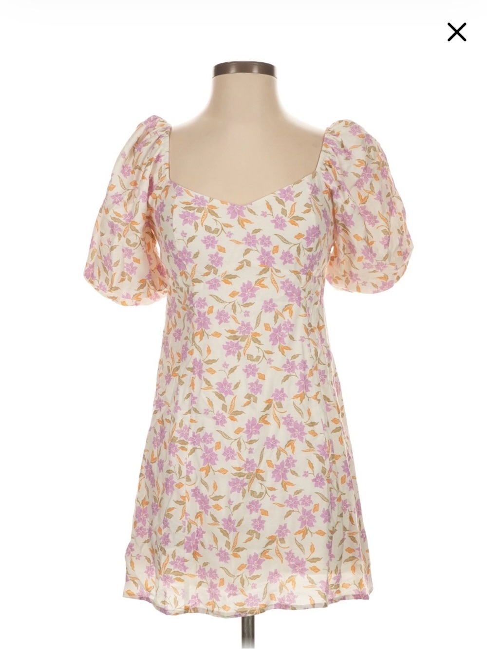 Z Supply Floral Puff Sleeve Mini Dress - Pink and Orange